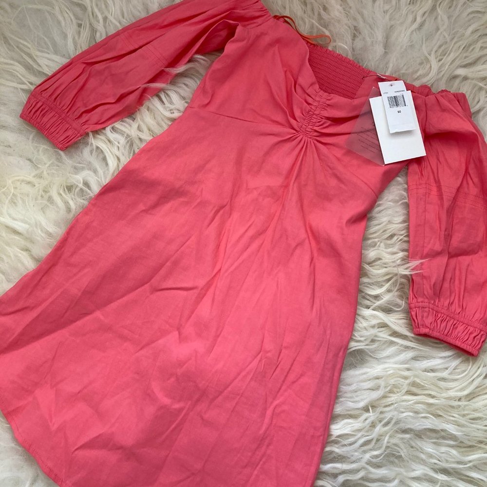 A.L.C. Mila Off the Shoulder Stretch Linen Blend Mini dress 1912 - Picture 5 of 14